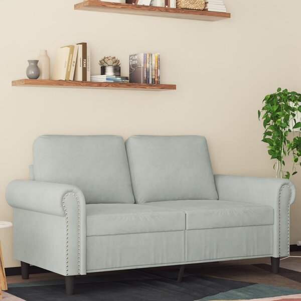 Kétszemélyes világosszürke bársony kanapé 120 cm