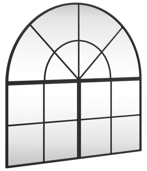 Fekete ívelt vas fali tükör 80 x 80 cm