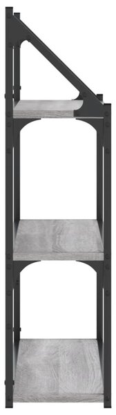 3 szintes szürke sonoma színű szerelt fa fali polc 60x21x78,5cm