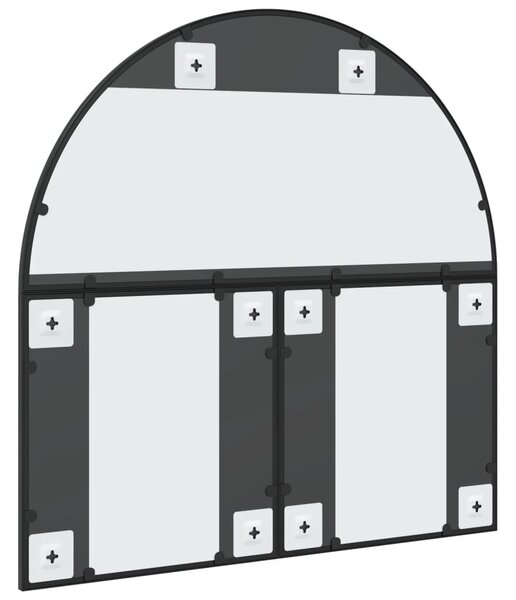 Fekete ívelt vas fali tükör 80 x 80 cm