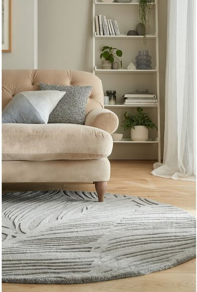 Szürke gyapjú kerek szőnyeg ø 160 cm Leaf - Flair Rugs