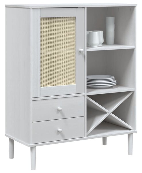 SENJA fehér rattan hatású magasszekrény 90 x 40 x 112 cm