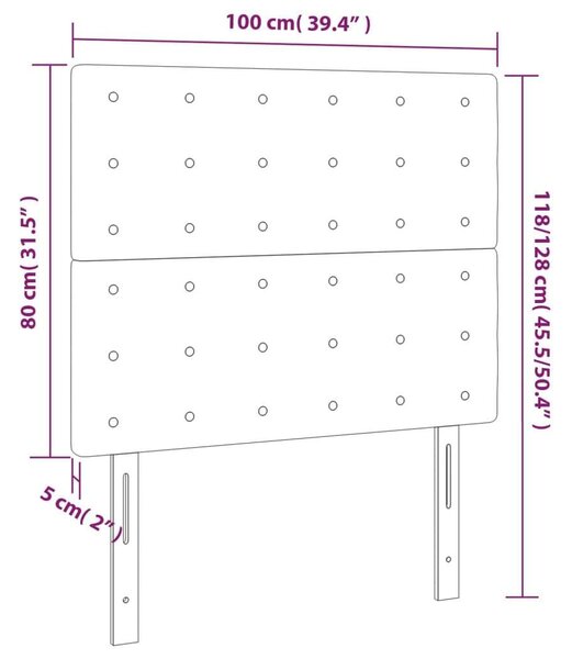Szürke műbőr led-es fejtámla 100x5x118/128 cm