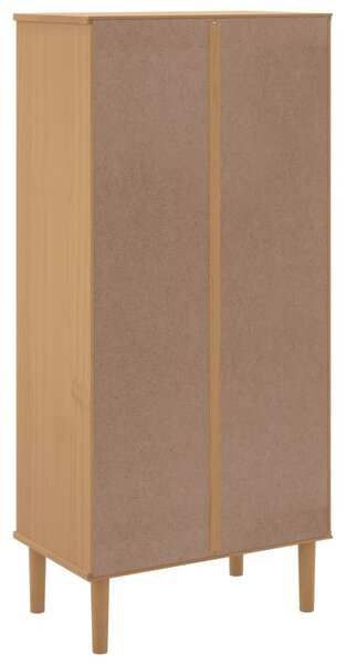 SENJA barna rattanhatású tömör fenyő könyvszekrény 60x35x130 cm