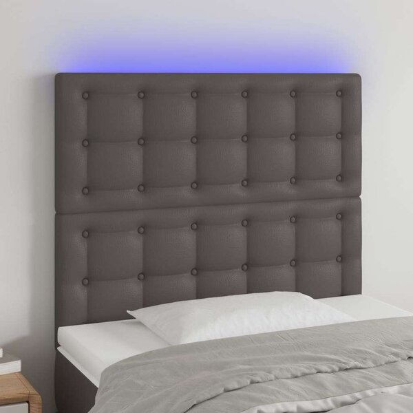 Szürke műbőr led-es fejtámla 100x5x118/128 cm