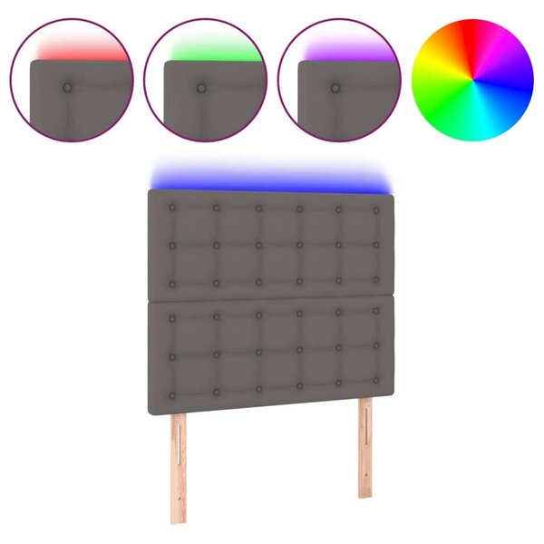 Szürke műbőr led-es fejtámla 100x5x118/128 cm