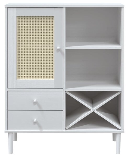 SENJA fehér rattan hatású magasszekrény 90 x 40 x 112 cm