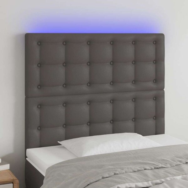 Szürke műbőr led-es fejtámla 100x5x118/128 cm