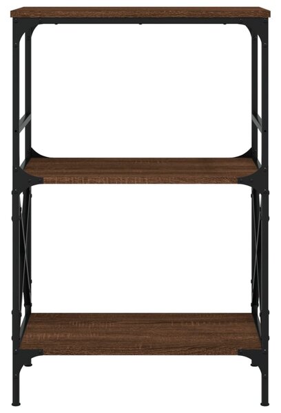 3 szintes barna tölgy szerelt fa könyvespolc 56 x 35 x 90,5 cm