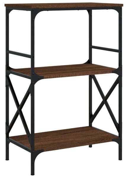 3 szintes barna tölgy szerelt fa könyvespolc 56 x 35 x 90,5 cm
