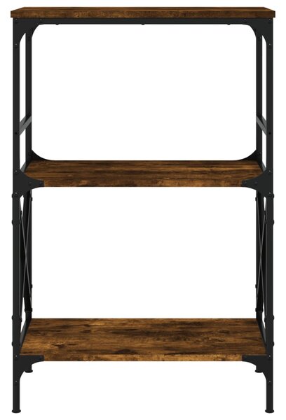 3 szintes füstös tölgy szerelt fa könyvespolc 56 x 35 x 90,5 cm