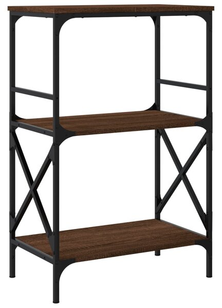 3 szintes barna tölgy szerelt fa könyvespolc 56 x 35 x 90,5 cm