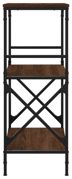 3 szintes barna tölgy szerelt fa könyvespolc 56 x 35 x 90,5 cm