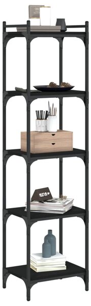 5 szintes fekete szerelt fa könyvespolc 40 x 30 x 154 cm