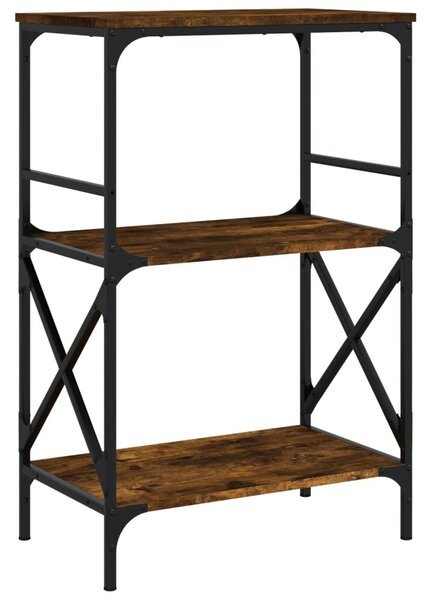 3 szintes füstös tölgy szerelt fa könyvespolc 56 x 35 x 90,5 cm