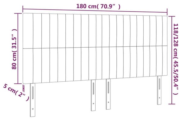 Bársony LED Fejtámla - Világosszürke - 180cm