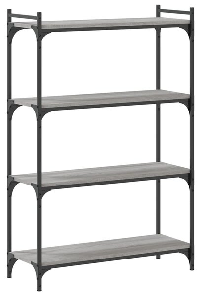 4 szintes szürke sonoma szerelt fa könyvespolc 80 x 30 x 120 cm