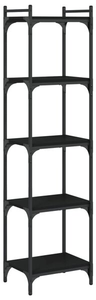 5 szintes fekete szerelt fa könyvespolc 40 x 30 x 154 cm