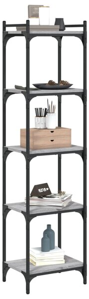 5 szintes szürke sonoma szerelt fa könyvespolc 40 x 30 x 154 cm