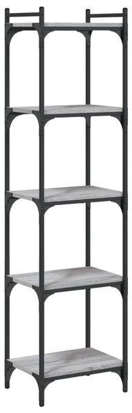 5 szintes szürke sonoma szerelt fa könyvespolc 40 x 30 x 154 cm