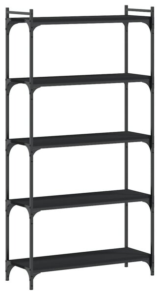 5 szintes fekete szerelt fa könyvespolc 80 x 30 x 154 cm
