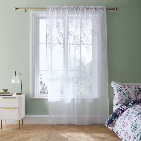 Fehér átlátszó függöny 140x122 cm Wisteria Floral – Catherine Lansfield