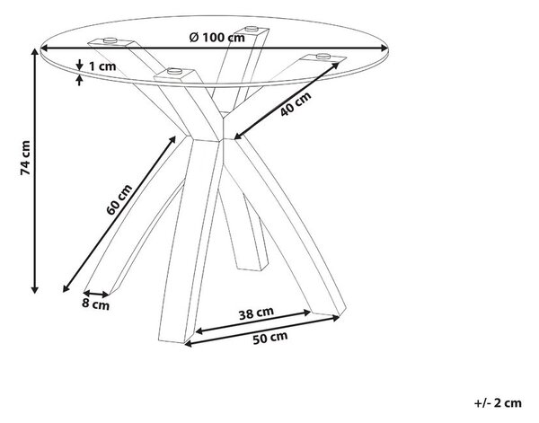 Étkezőasztal YAPP Világosbarna 100 cm 100 cm Edzett üveg