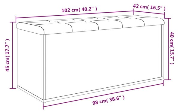 Szürke sonoma színű szerelt fa tárolópad 102 x 42 x 45 cm