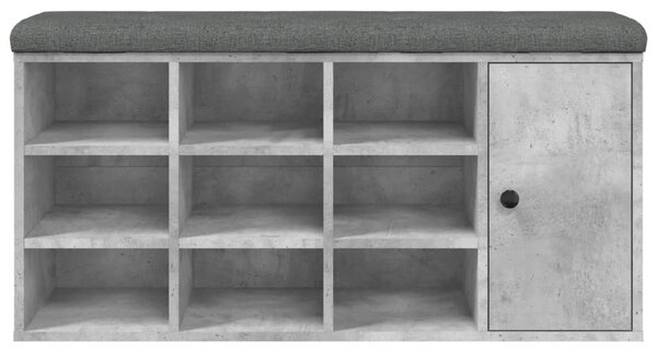 Betonszürke szerelt fa cipőtároló pad 102 x 32 x 50 cm