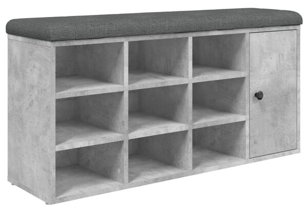 Betonszürke szerelt fa cipőtároló pad 102 x 32 x 50 cm