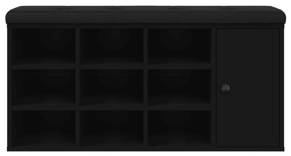 Fekete szerelt fa cipőtároló pad 102 x 32 x 50 cm