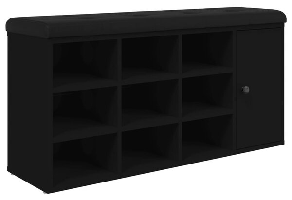Fekete szerelt fa cipőtároló pad 102 x 32 x 50 cm