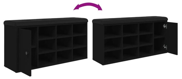 Fekete szerelt fa cipőtároló pad 102 x 32 x 50 cm