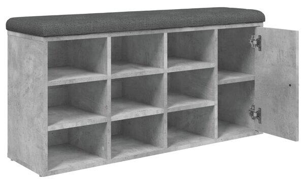 Betonszürke szerelt fa cipőtároló pad 102 x 32 x 50 cm