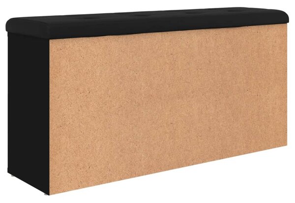 Fekete szerelt fa cipőtároló pad 102 x 32 x 50 cm