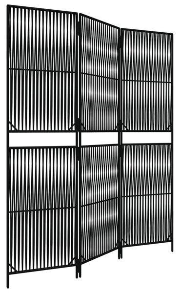 Fekete 3-paneles polyrattan térelválasztó