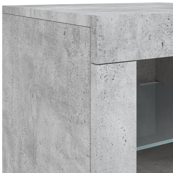 Betonszürke tálalószekrény LED-világítással 162 x 37 x 67 cm