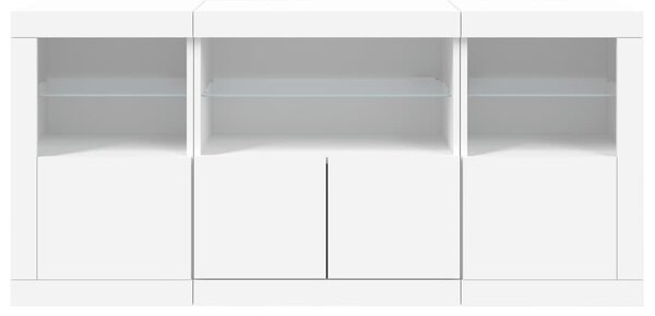 Fehér tálalószekrény LED-világítással 142,5 x 37 x 67 cm
