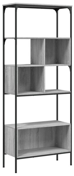 5 szintes szürke sonoma szerelt fa könyvespolc 76x33x188,5 cm