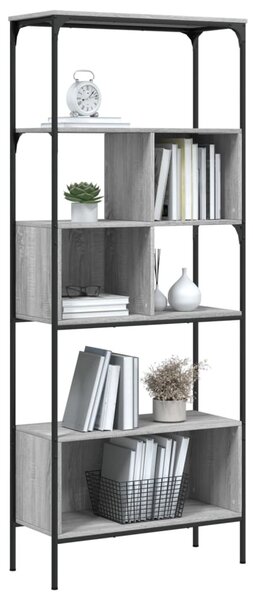 5 szintes szürke sonoma szerelt fa könyvespolc 76x33x188,5 cm