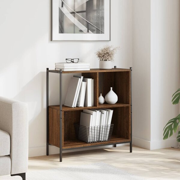 Barna tölgy színű szerelt fa könyvszekrény 72 x 28 x 77,5 cm