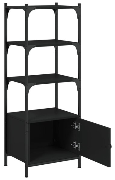 3 szintes fekete szerelt fa könyvespolc 41 x 30 x 109,5 cm
