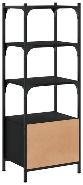3 szintes fekete szerelt fa könyvespolc 41 x 30 x 109,5 cm