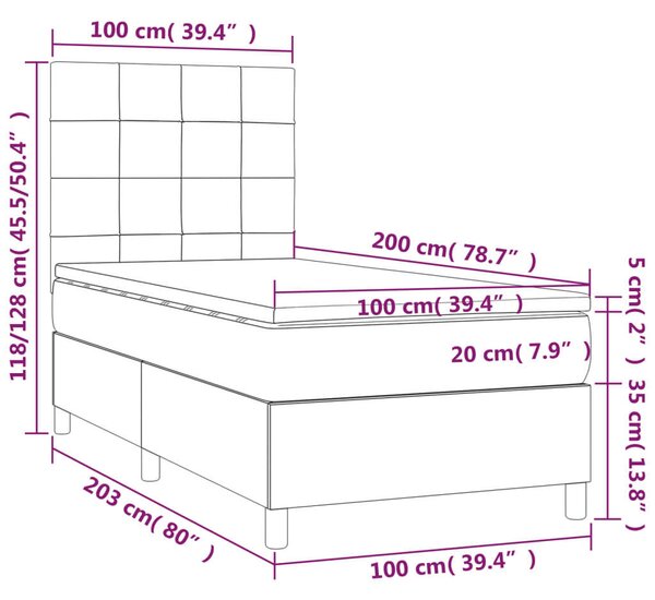 LED-es Ágy - Fekete Szövet - 100x200 cm