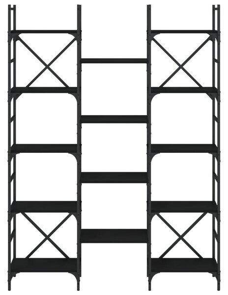 Fekete szerelt fa könyvespolc 127,5x28,5x172,5 cm