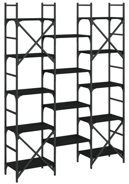 Fekete szerelt fa könyvespolc 127,5x28,5x172,5 cm