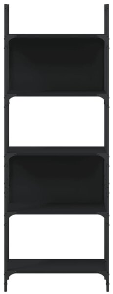 5 szintes fekete szerelt fa könyvespolc 60,5x24x166,5 cm