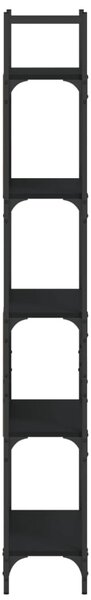 5 szintes fekete szerelt fa könyvespolc 60,5x24x166,5 cm