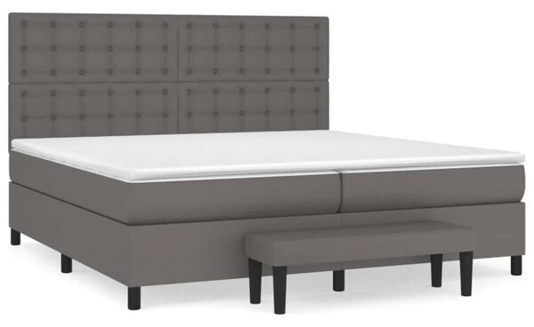 VidaXL szürke műbőr rugós ágy matraccal 200 x 200 cm