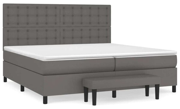 VidaXL szürke műbőr rugós ágy matraccal 200 x 200 cm